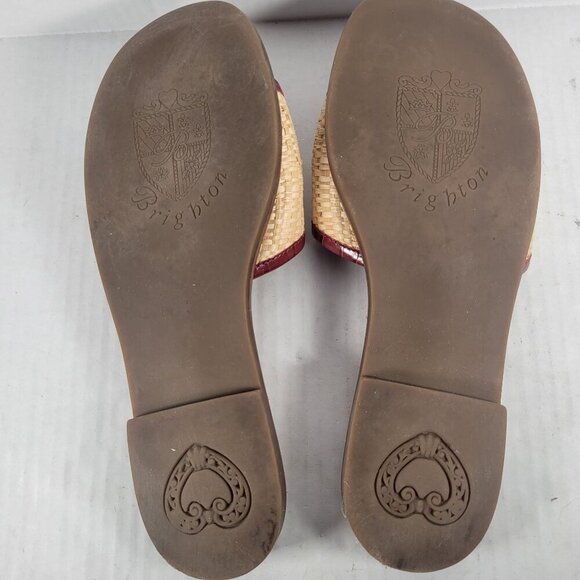 Brighton Women Red Oasis Floral Woven Embellishments Slide Sandals Size 5 - Picture 8 of 10